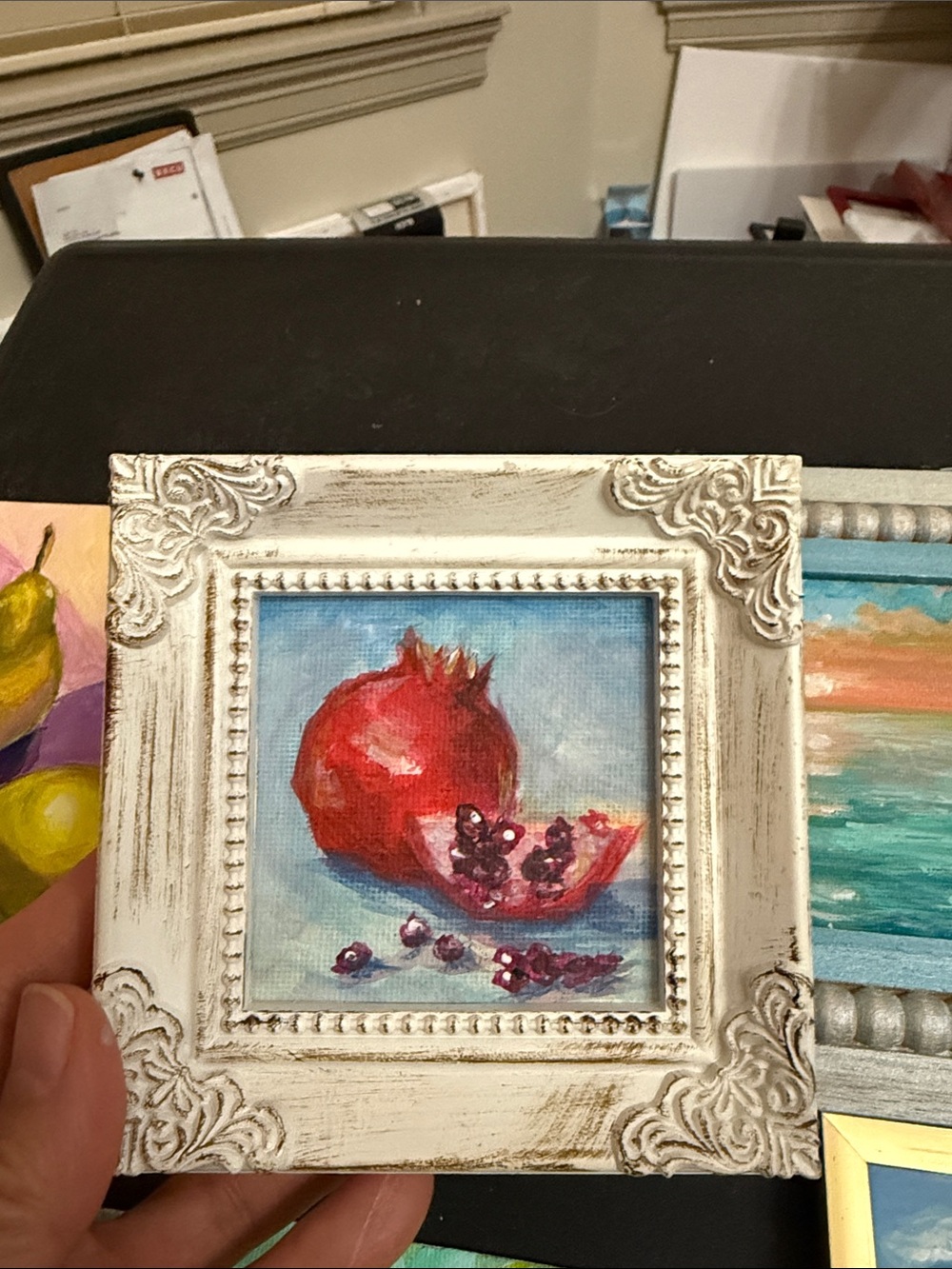 Framed Pomegranate Still Life Wall Art - Red